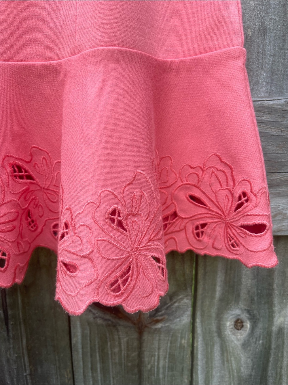 Talbots Coral Pink Sleeveless Midi Dress with Scalloped Laser-Cut Hem NWT SZ 6 - Picture 4 of 11